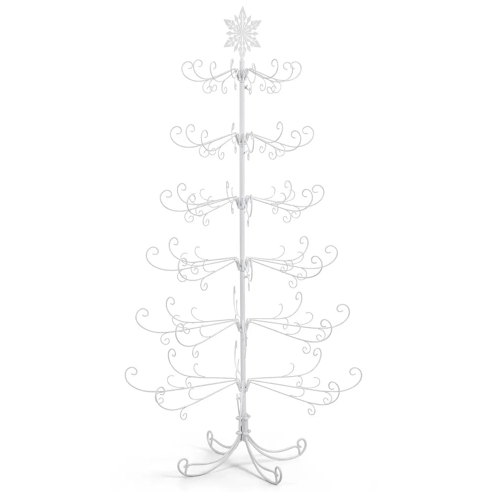 6ft White PVC Artificial Christmas Tree with Snowflake Topper