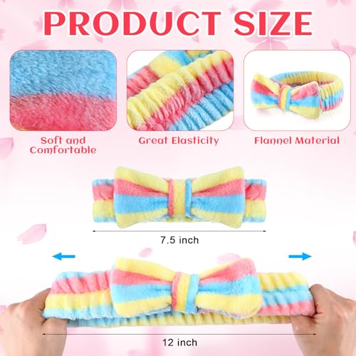 16 Pcs Sleepover Party Supplies 8 Animal Sleep Eye Masks 8 Bow Makeup Headbands Plush Sleeping Eye Mask for Christmas Gift Washing Face Makeup Shower Women
