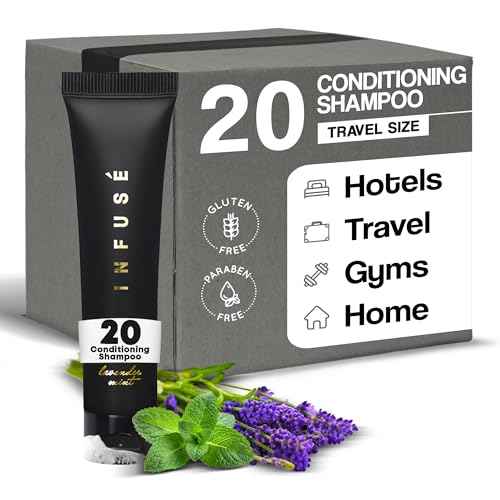 Black Hotel Toiletries Bulk | 1 oz Conditioning Shampoo Travel Size | For Hotels, Vacation Rentals, Gym, Luxury, Airport | Case of 20