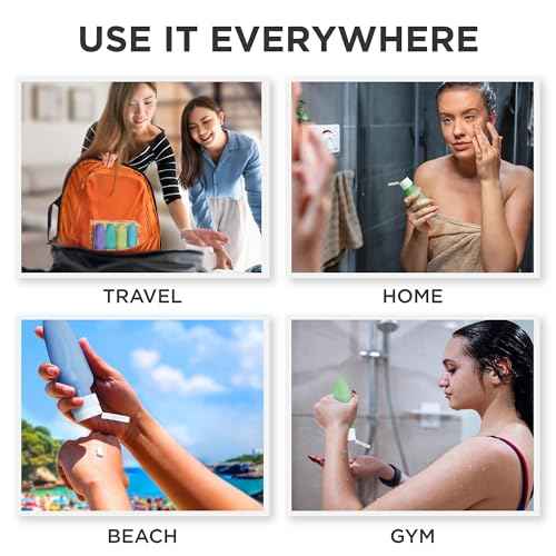 Dot&Dot Leak Proof Travel Bottles - TSA Approved 3oz Silicone Toiletries Travel Shampoo & Conditioner Containers with Labels