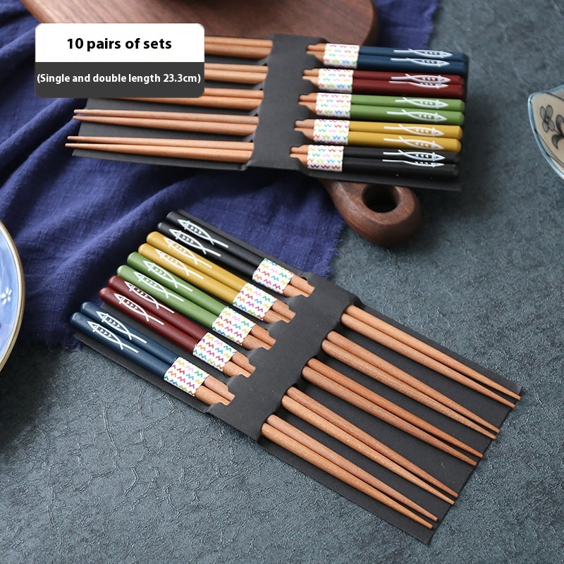 Wooden Chopsticks for One Person - Chestnut Dinnerware, 5 or 10 Pairs