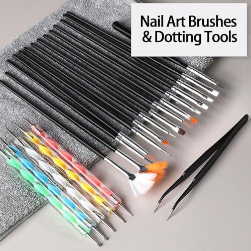 FANDAMEI Nail Art Kit, Nail Design Kit, Nail Brushes, Nail Decorations For Nail Art, Rhinestones For Nails, Nail Stickers, Pearl Chrome Nail Powder, Chrome Powder For Nails, Nail Design Tools