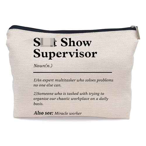 Ayxvt Boss Lady Gifts for Women,Thank You Appreciation Gifts for Women Boss Supervisor Manager Coworker Teacher Nurse Mom,Chaos Coordinator Gifts, Show Supervisor Definition Small Makeup Bag