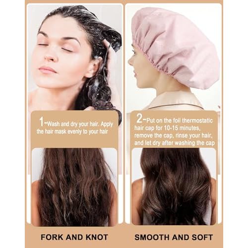 YIZIJIZI 2 Pieces Heat Cap for Deep Conditioning, Conditioning Cap Made of Aluminum Foil for Home and Salon Use, Hair Dyeing£¨pink£©