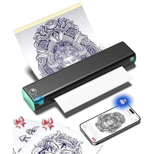 Phomemo Tattoo Stencil Printer, M08F Wireless Thermal Tattoo Printer with 10pcs Transfer Paper, Compatible with Phone/Tablet/PC, Tattoo Supplies for Tattoo Artists, AI Image Generation, Black & Green