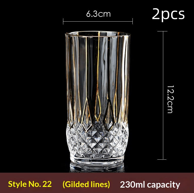 Large Gold-Trimmed Gin Crystal Glass - Vintage Drinkware for Bar & Kitchen