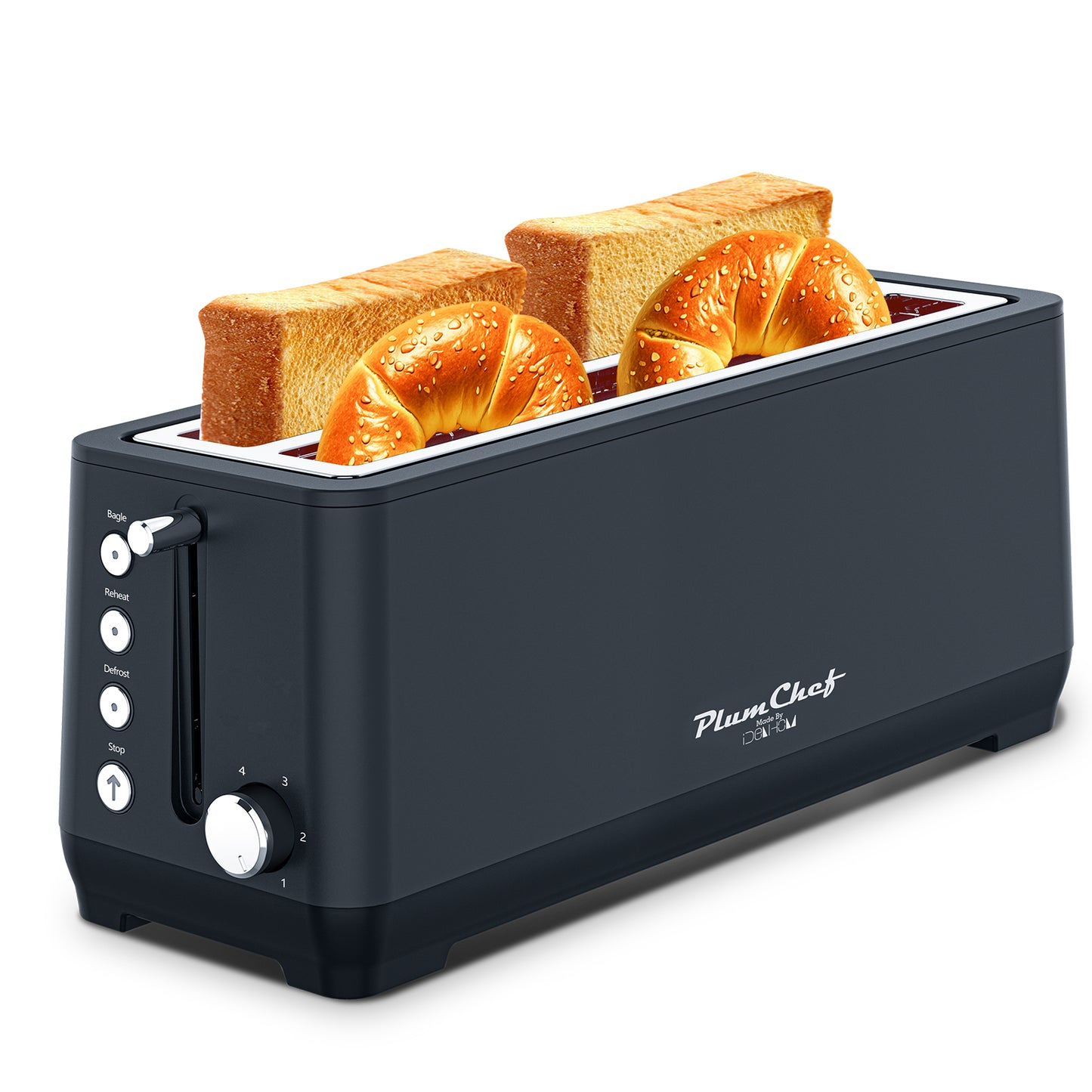 4-Slice Toaster with Extra Wide Slots - Matte Black, 6 Settings