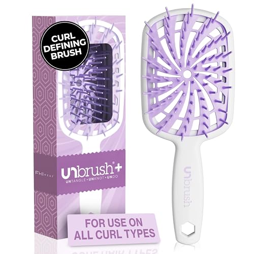 FHI Heat UNbrush Plus ? Curly Hair Brush for Gentle & Effective Detangling on Wet or Dry Fragile Hair Types ? Detangler Brush w/ 84 UltraFlex Bristles, Ultra-light, Vented, Anti Static Hairbrush