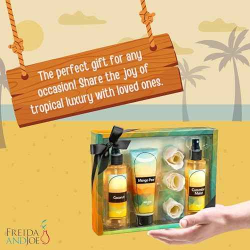 Fine Fragrance Body Mist & Body Splash Gift Set ? Luxury Self-Care Combo for Women and Girls (Coconut, Cucumber, Mango Pear, Rose Soap)