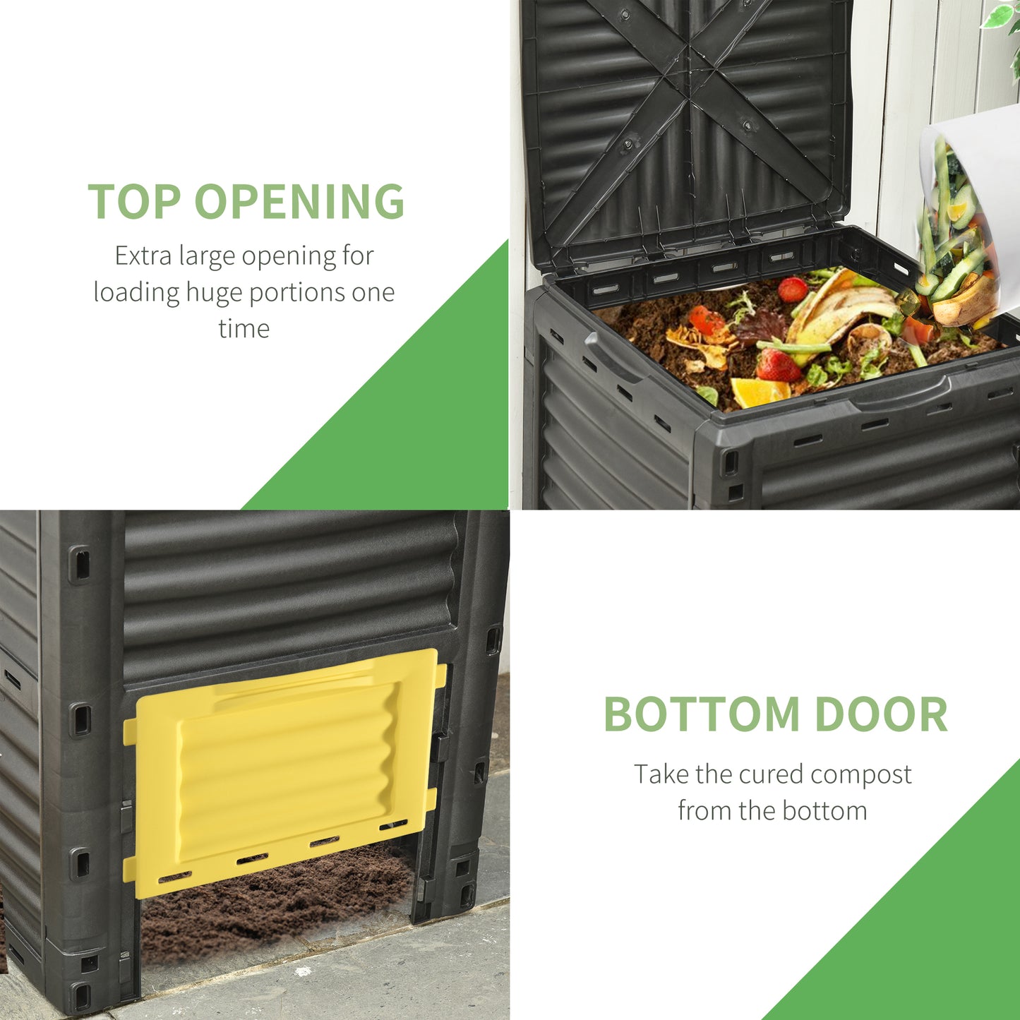 80 Gallon Outdoor Garden Compost Bin with Dual Chambers - Yellow