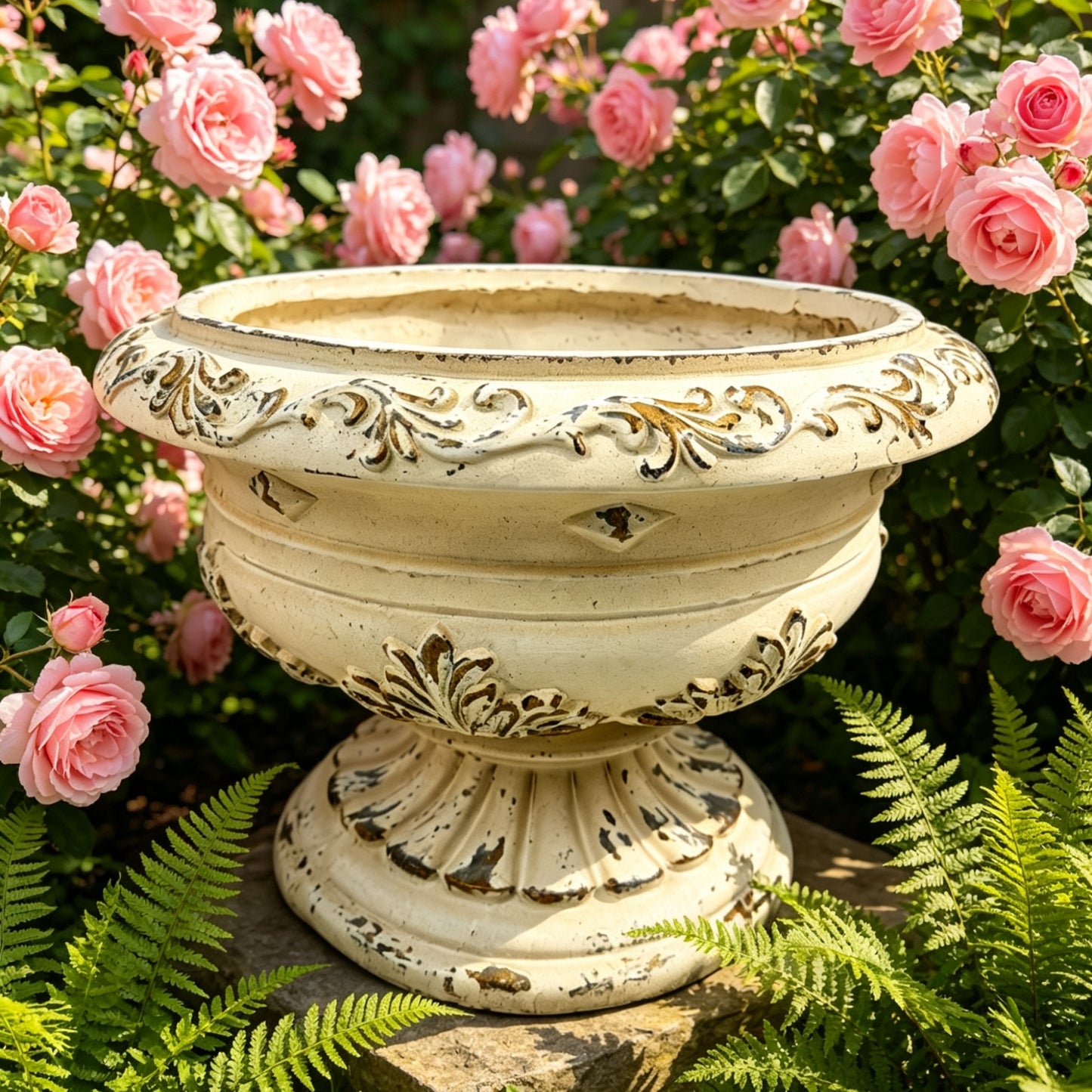 Antique White Garden Planter - 18.11" x 18.11" x 13.18"