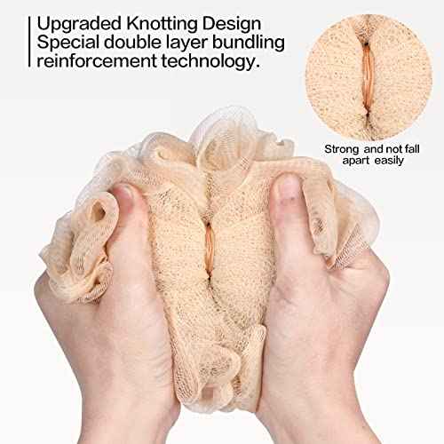 Fishent Loofah Bath Sponge Shower Loofahs, 4 Pack Soft Loofa Exfoliating Body Scrubber Mesh Shower Puff Pouf Ball Luffa for Men and Women(50g/pcs)