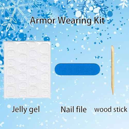 24Pcs Christmas Press on Nails Medium Square French Tip Fake Nails Snowflakes Gold Glitter Glossy Design Winter Glue on Nails Christmas False Nails Coffin Nails Tip Full Cover Acrylic Nail for Women