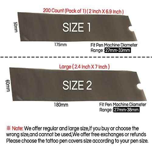 Tattoo Pen Covers - Denergy 200pcs Tattoo Pen Machine Bags Disposable Cartridge Tattoo Machine Sleeves Bags Pen Type Covers Bag Tattoo Grip Sleeve (Large£¨2.4 inch X 7 inch£©)