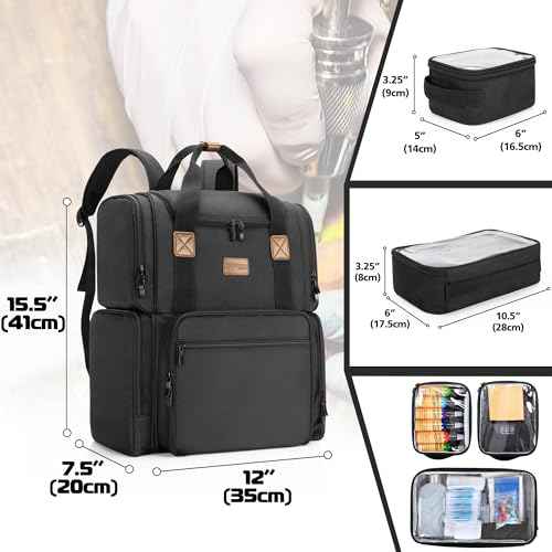 BAFASO Tattoo Backpack with 3 Inner Removable Pouches, Tattoo Case Holds Tattoo Stencil Printer and Tattoo Supplies (Bag Only), Black