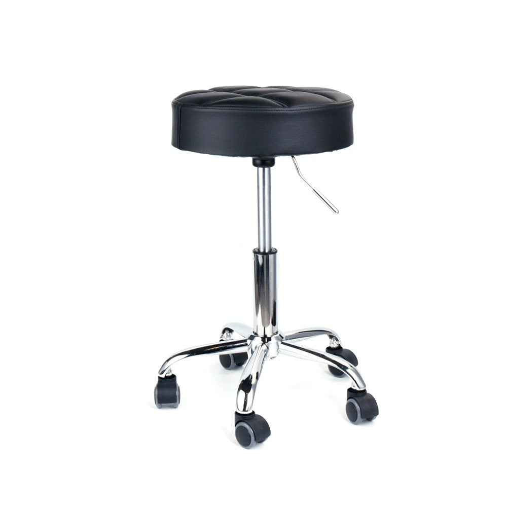 Leopard Round Rolling Stools, Adjustable Work Medical Stool with Wheels (Black)