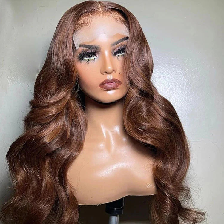 Chocolate Brown 4x4 Lace Closure Human Hair Wig - Body Wave