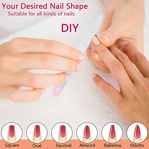 3PCS Glass Nail File in Case, Glass Fingernail File, Christmas Gifts Stocking Stuffers, Double-Sided Etched Crystal Nail File for Nail Art & Nail Care