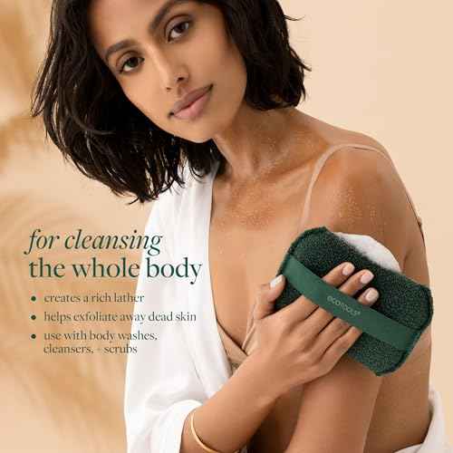 EcoTools XL Body Buffer, Exfoliating Body Scrubber, Large Sponge for Whole Body Cleansing, Quickly Remove Dry Skin, Eco-Friendly Bath Accessory for Men & Women, Cruelty-Free, 1 Count