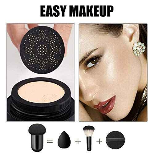 Mushroom Head Air Cushion CC Cream, Moisturizing Concealer, BB Cream Makeup Base, Long Lasting with Mushroom Makeup Sponge, Easy to Apply (01#, Lvory)