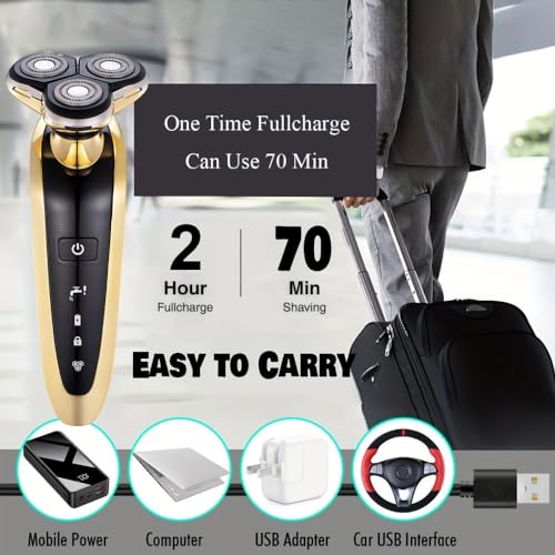 Roziapro Electric Razor for Men Wet and Dry, Cordless Rechargeable Electric Shaver with 3D Floating Head, IPX6 Waterproof Portable Razor Ideal Gift for Men