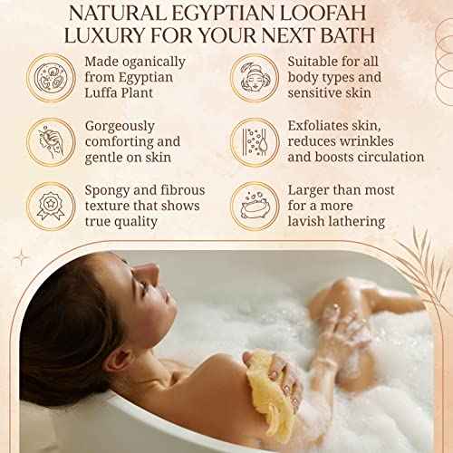 All Natural Loofah Sponge, Pack of 3 Real Egyptian Bath & Shower Exfoliating Loofa Scrubber Sponges for Face, Back & Body, Eco Friendly, No Toxic Chemicals, 6" x 6" by Crafts of Egypt