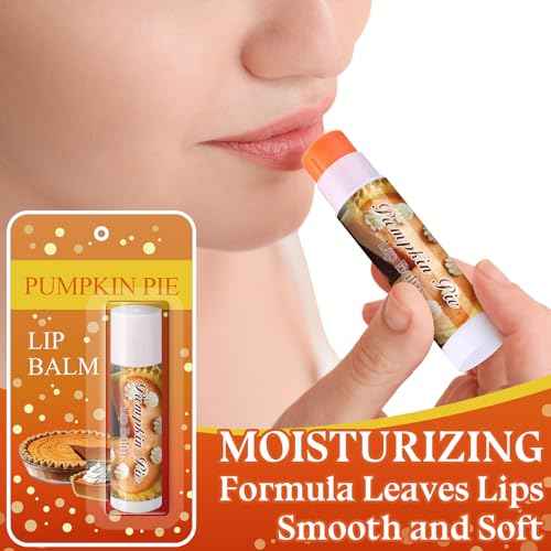 25 Pcs Halloween Fall Pumpkin Pie Flavor Lip Balms Bulk Fall Autumn Halloween Thanksgiving Pumpkin Party Favors Christmas Thank You Appreciation Gifts Stocking Stuffers for Women Employee