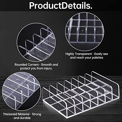 2Pcs Makeup Pallet Organizer,Acrylic Eyeshadow Palette Makeup Organizer,Clear Eyeshadow Palette Cosmetic Organizer,7 Sections Palette Organizer Makeup Holder for Bathroom Countertop Wallets Sunglasses