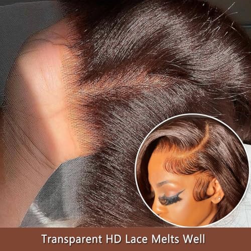 GOLFMAX Chocolate Brown Lace Front Wig 13X6 Lace Front Wig Body Wave Human Hair Pre Plucked With Baby Hair Brown Wigs Human Hair 18 Inch
