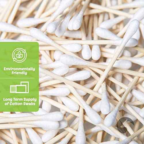 Bamboo Cotton Swabs 500 Count | Biodegradable & Organic Cotton Buds | Double Tipped Sticks | 100% Eco-Friendly & Natural | Perfect for Makeup & Nail Applications, Arts & Crafts, Removing Dust & Dirt¡¦