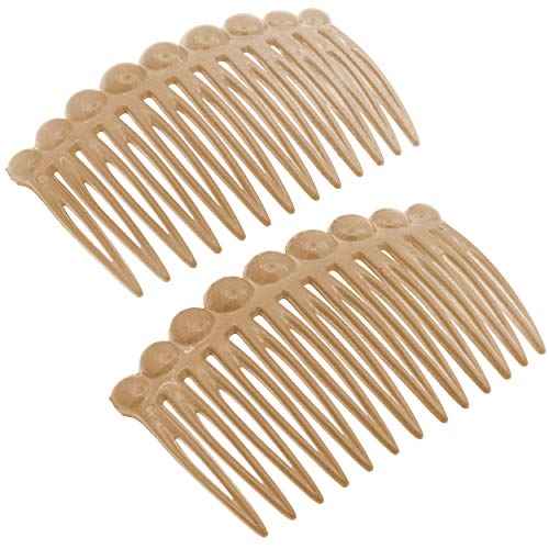 Camila Paris CP2892/2 French Hair Side Comb Small Rounded, Beige French Twist Hair Combs Decorative, Strong Hold Hair Clips for Women Bun Chignon Up-Do Styling Girls Hair Accessories, Made in France