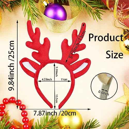 3 Pieces Antlers Headband Christmas Reindeer Hairband Deer Constume Headwear for Girls Boys Women Men Christmas Party Favors