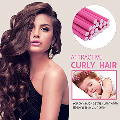 30PCS 9.45" Flexi Rods Curlers Set for Short and Long Hair, No Heat Foam Rollers with Steel Comb Buytta