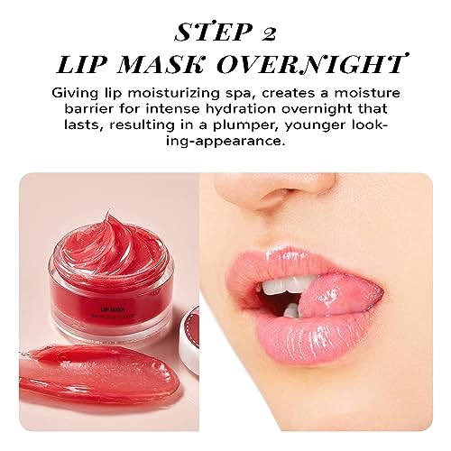 Lip Scrub & Lip Mask Set, Lip Sleeping Mask, Overnight Treatment Lip Care Products, Skin Care Christmas Gifts for Girls, Moisturize & Nourish, Dry Cracked Lips, Intense Hydration with Vitamin C