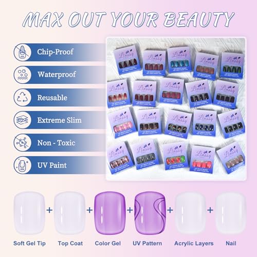 Natural French Tips, Glossy Nude White Press on Nails False Nails, Beauty Manicure Reusable UV Gel Fake Finger Nail Art for Daily Office Party