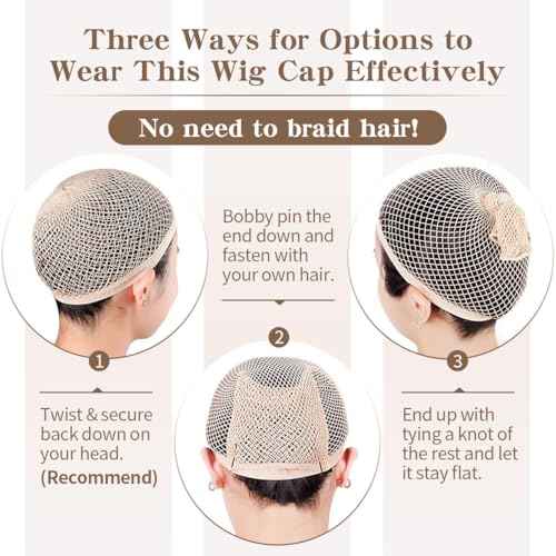 Dreamlover Wig Caps for Women, Hair Net for Wig, Mesh Wig Cap for Long Hair, Natural Nude, 2 Pieces