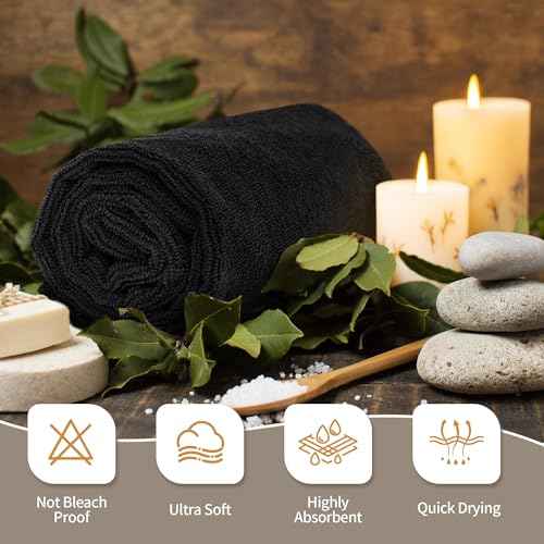 FIXSMITH Salon Towels 12 Pack, Black Hand Towels for Bathroom, Quick Dry Gym Towels, Spa Face Towel, Absorbent Microfiber Towels for Salon, Barber, Gym, Bath, Pedicure and Home Hair Care,16 x 27 in