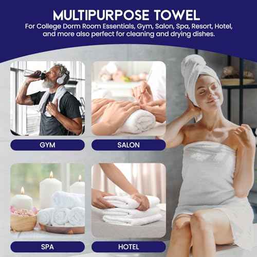 Linteum Textile Supply Premium Hair Drying Towels 100% Ring Spun Cotton Hair Towel for Women, Men, Kids 20x40 inches Quick Dry Salon Towels Hand Towel for Gym, Hair Care, Spa, Home [Pack of 6] White