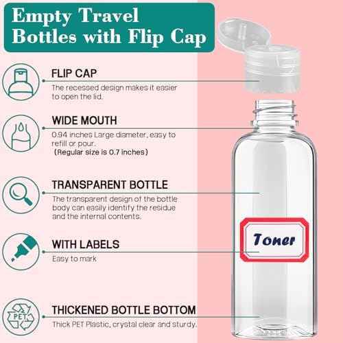 100pcs Empty 3.4 oz Travel Bottles with Flip Cap Tsa Approved Leakproof Plastic Squeeze Small Shampoo Bottles for Toiletries Liquids Travel Essentials Containers for Lotion, Party favors, Bulk Gifting