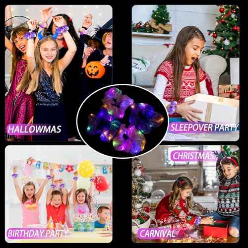 LED Light Up Scrunchies Hair Ties - Halloween & Christmas Pink White Scrunchie, 3 Light Modes, Glow in the Dark, Girls' Hair Accessories, Perfect for Parties, Raves, Festivals & Spooky Season