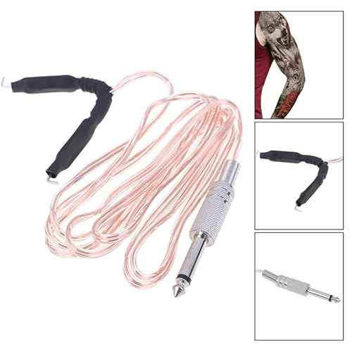 2 Pack Tattoo Clip Cord 1.8M 6FT Hook Power Supply Line Cable Cords Adapter 6.35mm 1/4 Plug Connection For Tattoo Machine Equipment Gun Spare Parts Accessory Transparent + Black