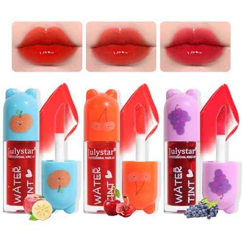 3 Colors Water Based Lip Stain Set£¬Dyeing Lip Liquid Lip Glaze£¬Multi-use Korean Moisturizing Velvet Mini Lip Glaze£¬Vivid Color Lip Stain with Weightless Long lasting Non-Stick Cup Waterproof