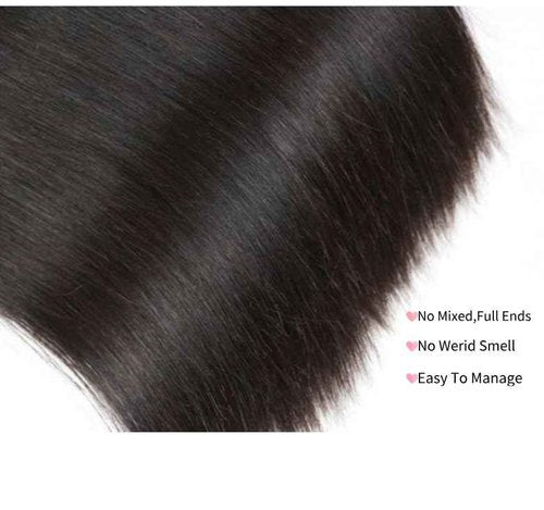 12A Straight Bundles Human Hair,Double Weft for Women 100% Unprocessed Brazilian Virgin Hair Extensions Natural Black 16 18 20 Inch 3 Bundles