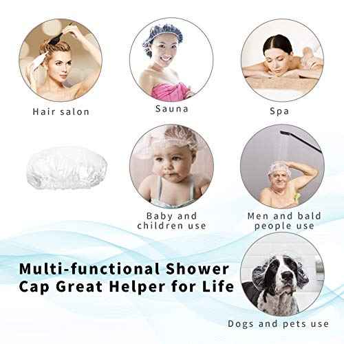 Disposable Shower Caps 100 Pcs - Multi-Purpose Thickening Elastic Bath Cap Plastic Waterproof Clear Shower Caps Bath Shower Hair Caps Women Spa,Home Use, Hotel and Hair Salon, Portable Travel(18.1")