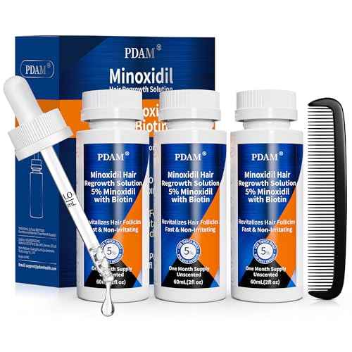 5% Minoxidil for Men Hair & Beard Growth Kit, Minoxidil for Women Hair Growth Serum, Extra Strength Hair Loss Treatment for Thinning Hair, Promotes Thicker Fuller Regrowth, Nourishes Scalp, 3 ¡¿ 2oz