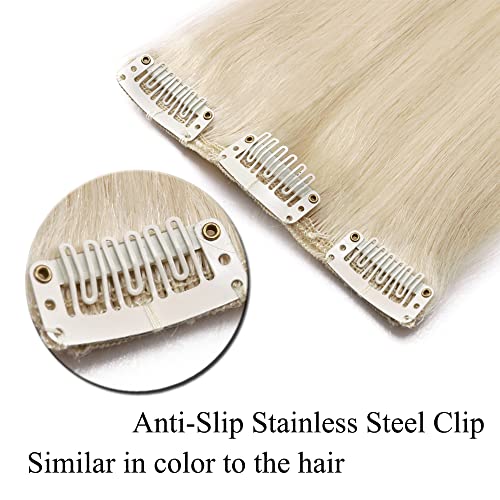 MY-LADY Clip in Hair Extensions Real Human Hair Platinum Blonde 22 Inch 85g Remy Hair 8pcs Weft Balayage Full Head Natural Straight for Women