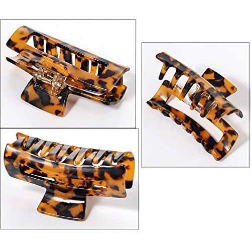 4Pcs Hair Claw Clips, Acetate Hair Banana Barrettes, French Butterfly Jaw Clips, Mermaid Color Crab Hairpin, Leopard Print Stylish Hair Accessories for Women Girls (4 Pcs)