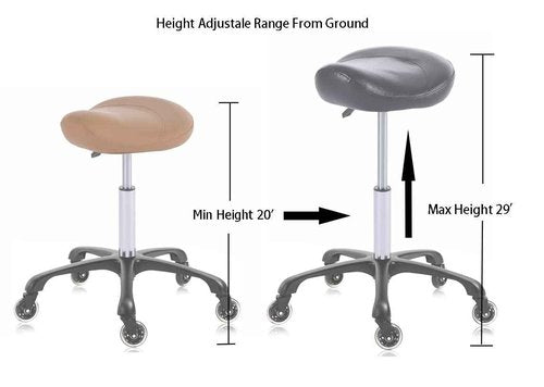 Hydraulic Saddle Stool with Wheels Height Adjustable Stylish Ergonomic Rolling Swivel Chair for Hygienic Clinic Salon Tatoo Massage Office (Camel)