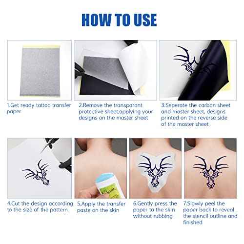 LIUMATE Tattoo Transfer Paper, 100 Sheets Tattoo Stencil Paper A4 Size, Stencil Paper for Tattooing 4 Layers, Thermal Stencil Paper DIY Tatt¥ï¥ï Tracing Paper for Tattoo Transfer Kit Tattoo Supplies
