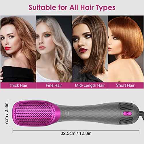 APOKE 3 in 1 Hair Dryer Brush Professional 1200W Powerful Ceramic Tourmaline 3 Heat/2 Speed Settings One Step Hair Dryer and Styler (Gray)